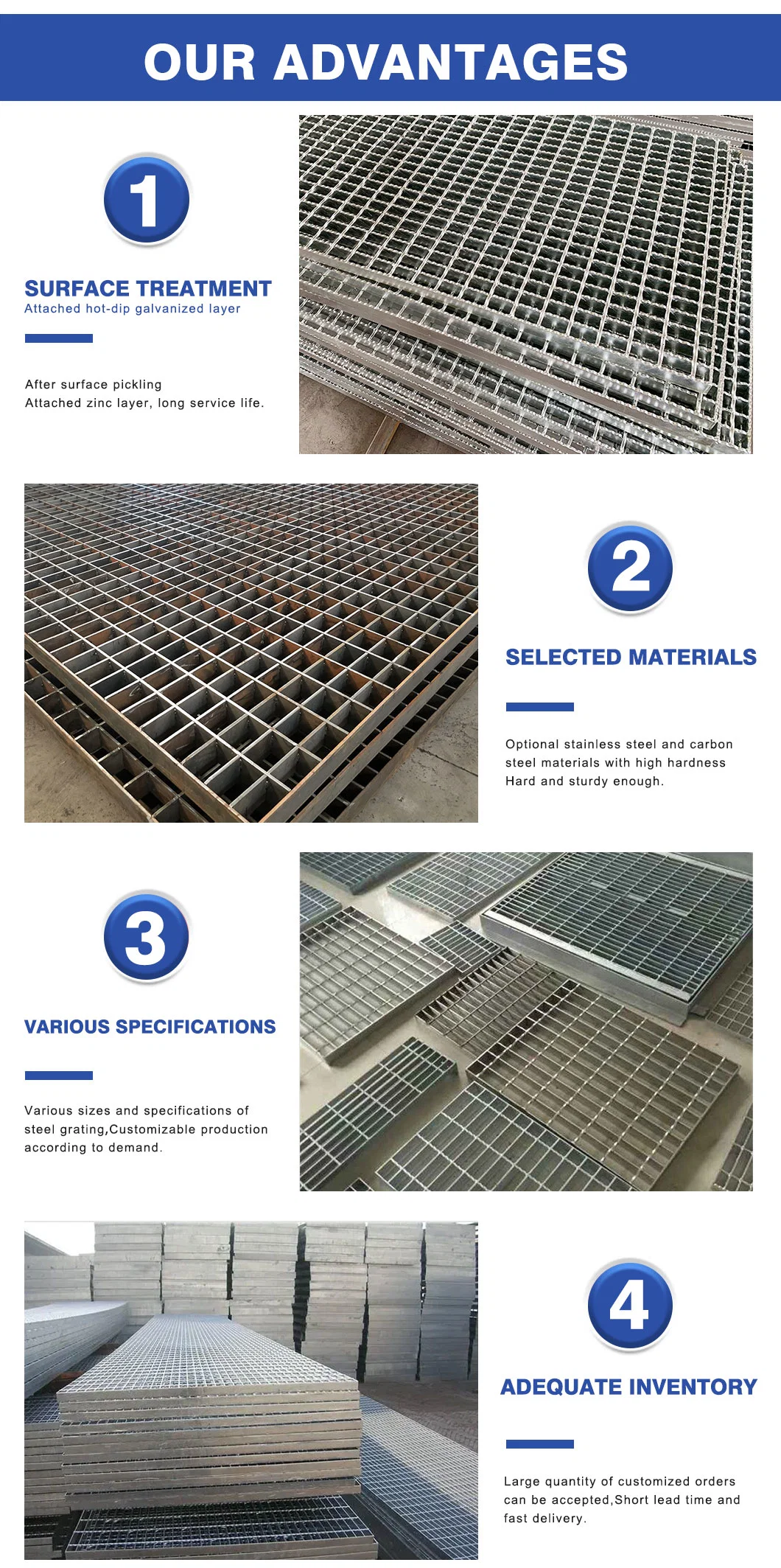 OEM কাস্টমাইজড হট ডাম্প গ্যালভানাইজড প্ল্যান / সারিযুক্ত স্টিল গ্রিটিং প্ল্যাটফর্ম পাথওয়ে / ড্রেন ট্রেঞ্চ কভার জন্য 1