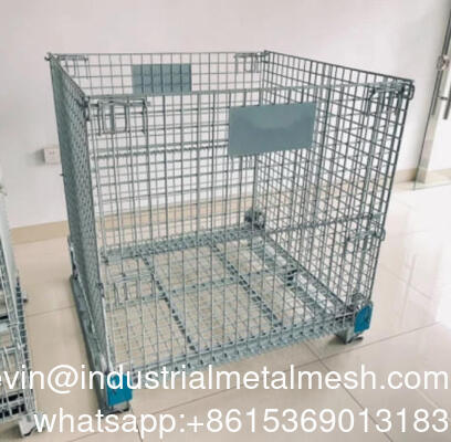 ভারী দায়িত্ব ক্ষমতা গুদাম জাল বাক্স তারের খাঁচা ধাতু বিন স্টোরেজ কনটেইনার