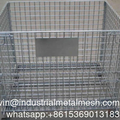 Heavy Duty Removable Collapsible Rigid Metal Wire Mesh Cage Storage Stacking Containers