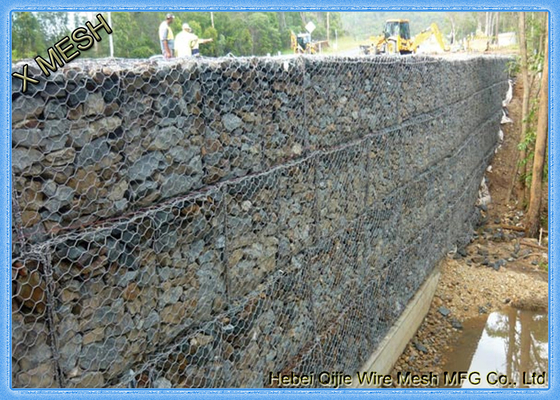 60X80mm, 3mx1mx1m galvanized ওয়্যার Gabion বক্স / স্টোন বাস্কেট Gabion